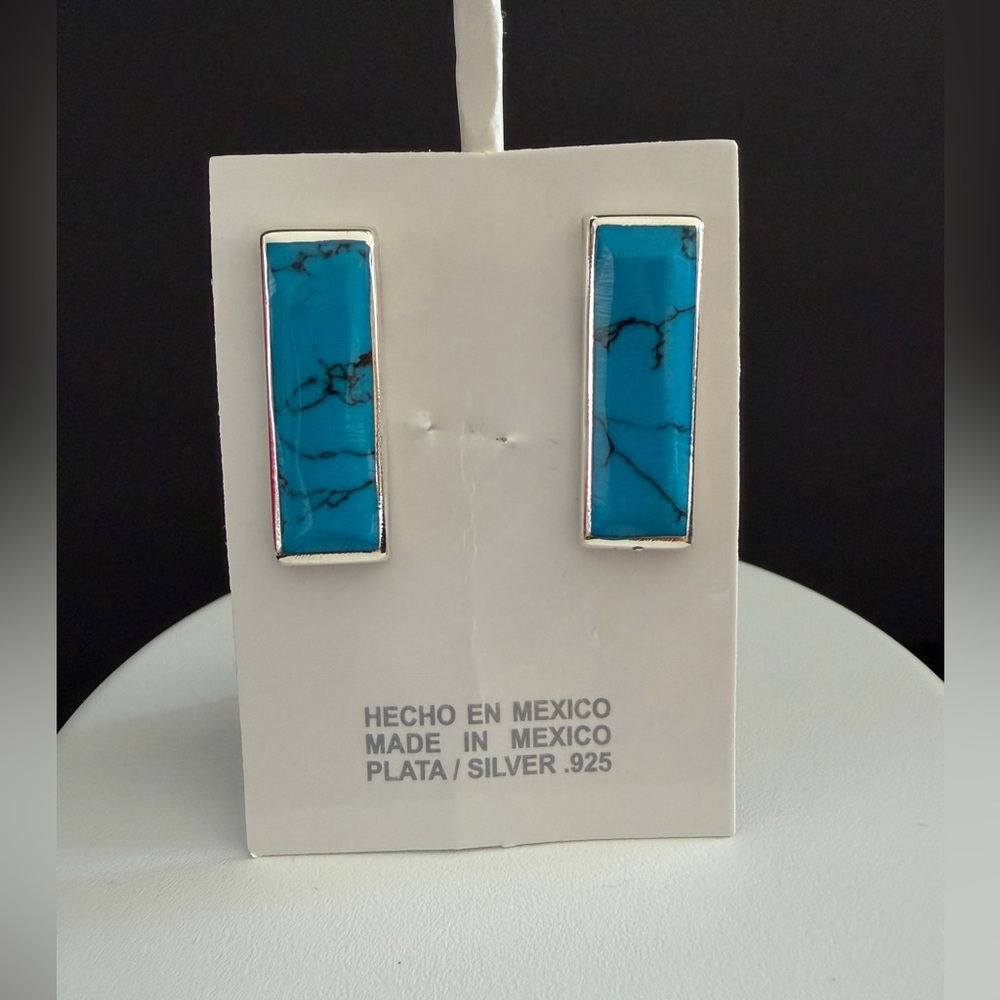 Sterling Silver 925 Rectangular Earrings. - image 1